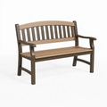 Gartenbank 120 x 65 x 85 cm aus Kunststoff in Braun mit Armlehnen