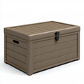 Garten-Aufbewahrungsbox 120 x 55 x 60 cm Kunststoff Taupe mit Deckel und Verschluss