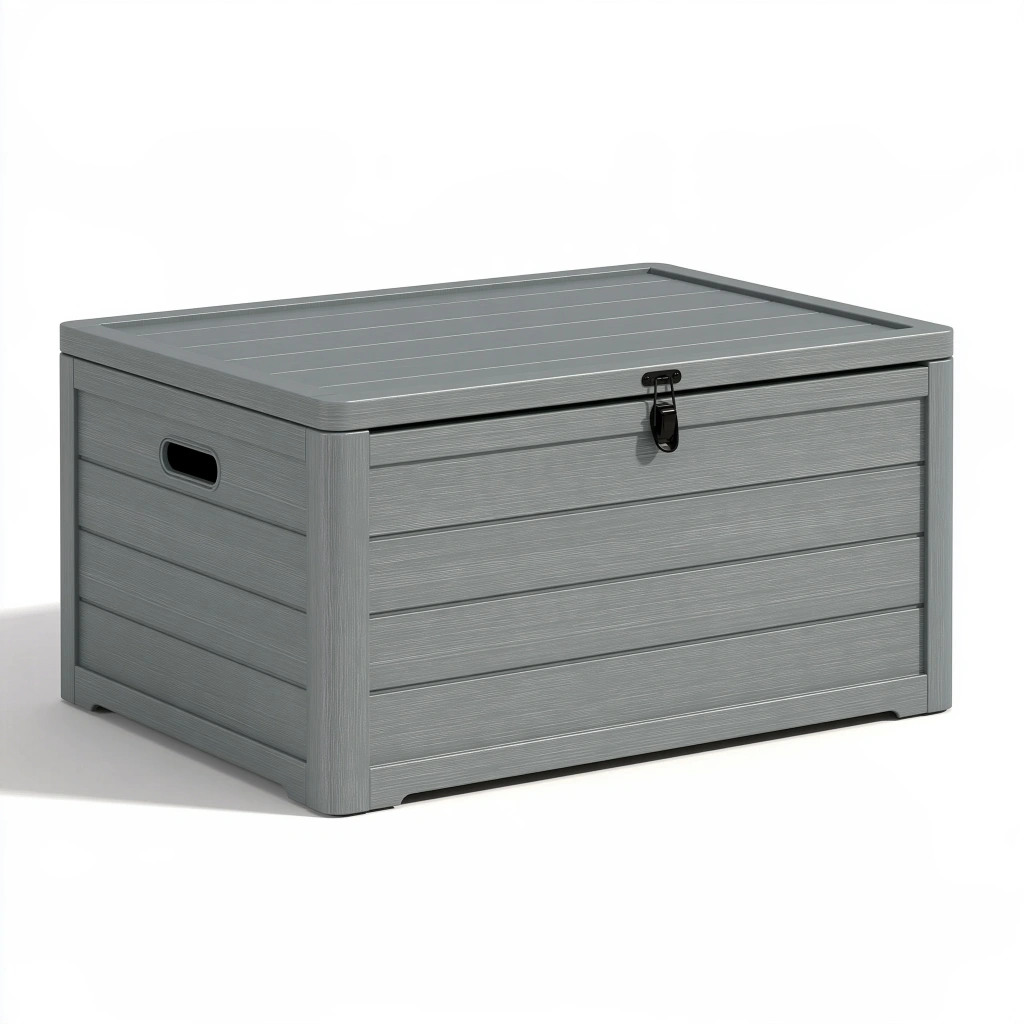 Aufbewahrungsbox 120 x 55 x 60 cm Kunststoff Grau mit Klappdeckel