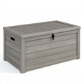 Garten-Aufbewahrungsbox 120 x 60 x 60 cm Kunststoff Grau Holzoptik mit Deckel