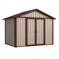 Gartenhaus 213 x 127 x 185 cm aus Stahl in Beige Bordeaux - Gerätehaus mit Doppeltür und Satteldach