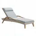 Sonnenliege 200 x 70 x 80 cm Geflecht Holz Hellgrau für Garten und Terrasse