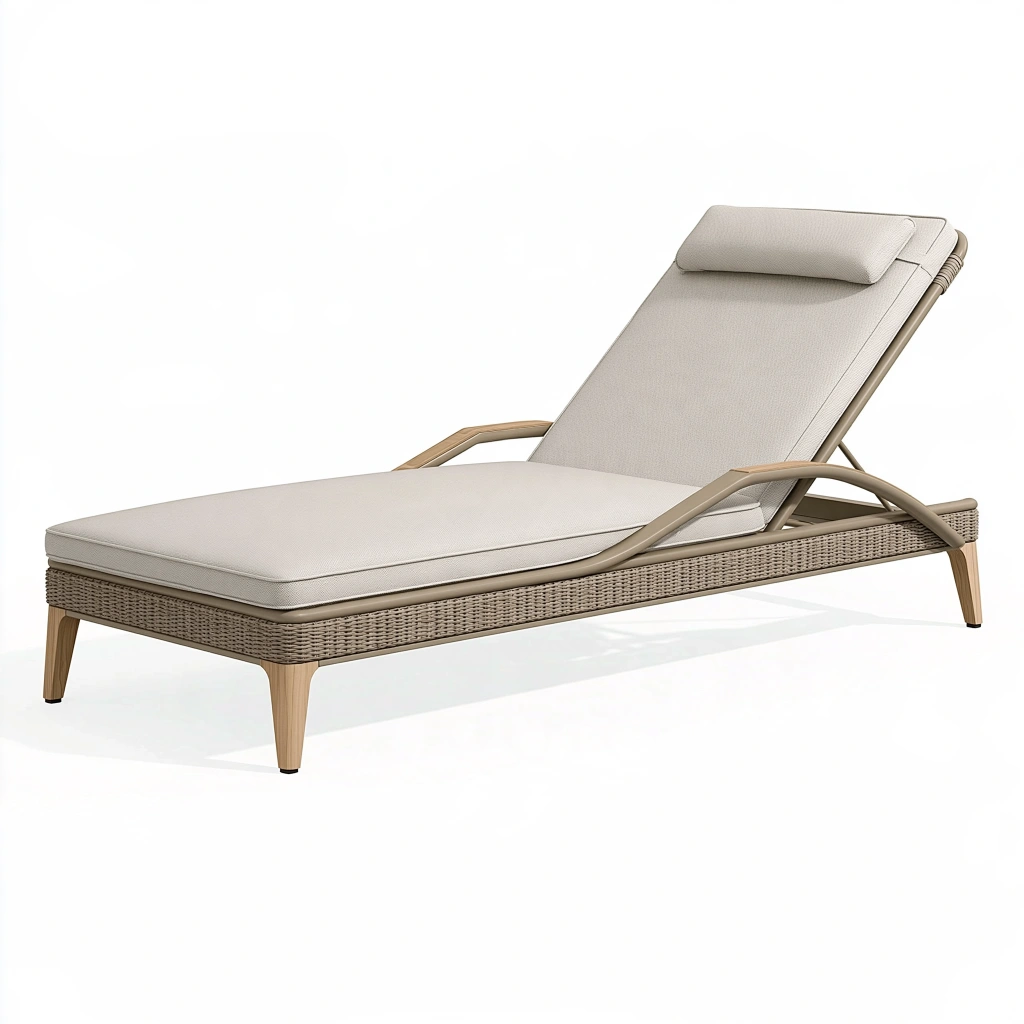Gartenliege 200 x 70 x 35 cm - Beige Kunstgeflecht mit verstellbarer Rückenlehne