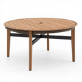 Ovaler Gartentisch 180 x 110 x 75 cm Holz Metall Naturbraun mit Sonnenschirmöffnung