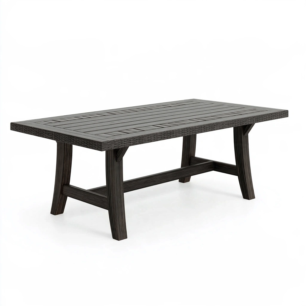 Gartentisch 200 x 100 x 75 cm Polyrattan dunkelbraun rechteckig für Terrasse