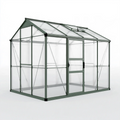 Gewächshaus 190 x 190 x 195 cm aus Aluminium und Polycarbonat in Grün mit Dachfenster
