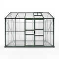 Gewächshaus 190 x 190 x 195 cm Aluminium Grün mit Polycarbonatplatten und Dachfenster