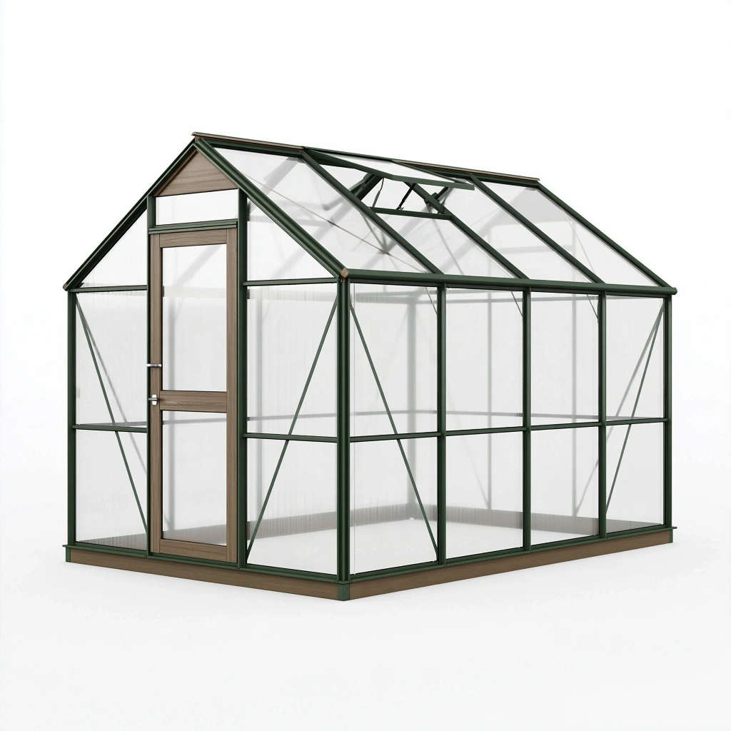 Gewächshaus 190 x 130 x 190 cm Aluminium transparent mit Dachfenster für Garten