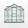 Gewächshaus 190 x 190 x 195 cm Aluminium Glas Dunkelgrün mit Schiebetür
