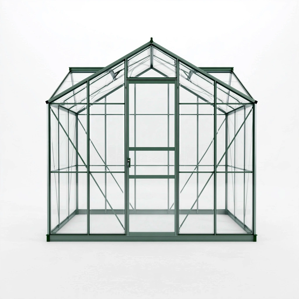 Gewächshaus 190 x 190 x 195 cm Aluminium Glas Dunkelgrün mit Schiebetür
