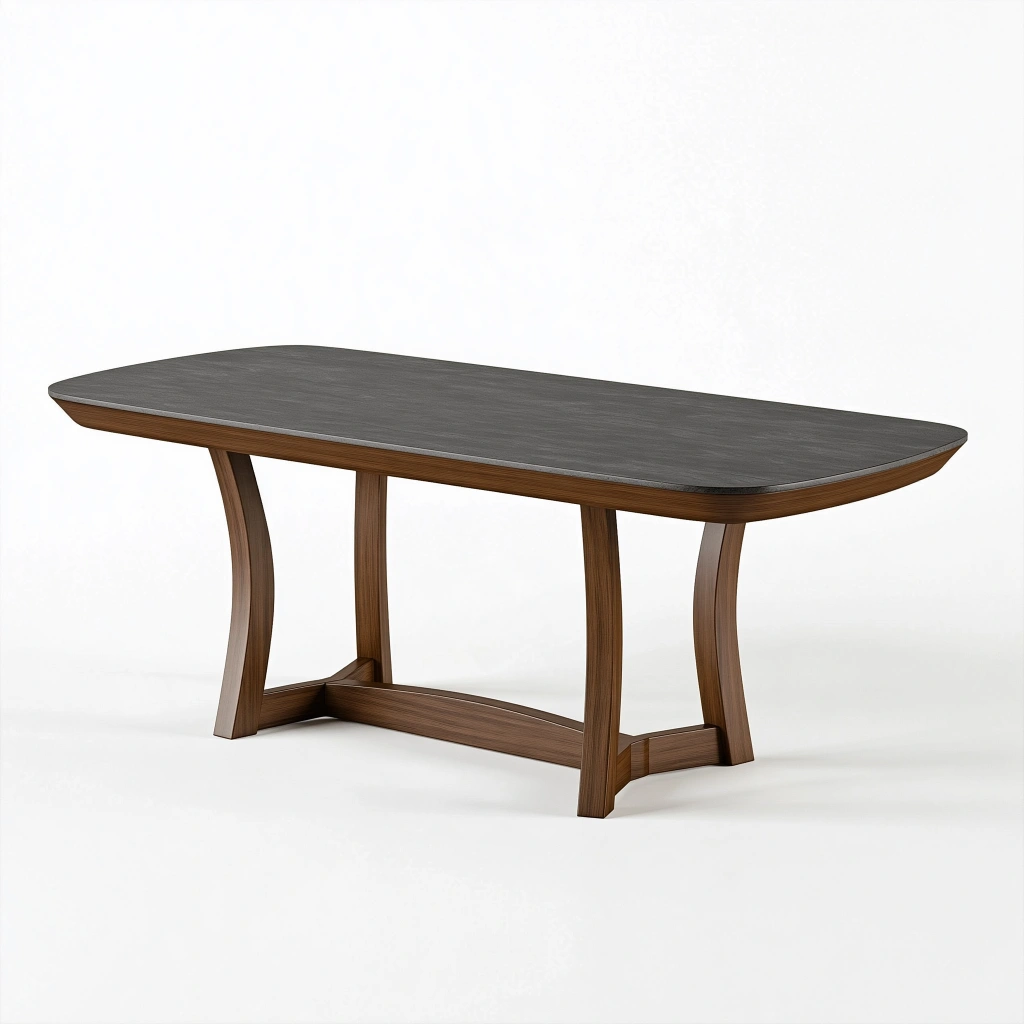 Esstisch 160 x 70 x 75 cm Holz Braun Anthrazit - rechteckiger Tisch mit abgerundeten Kanten